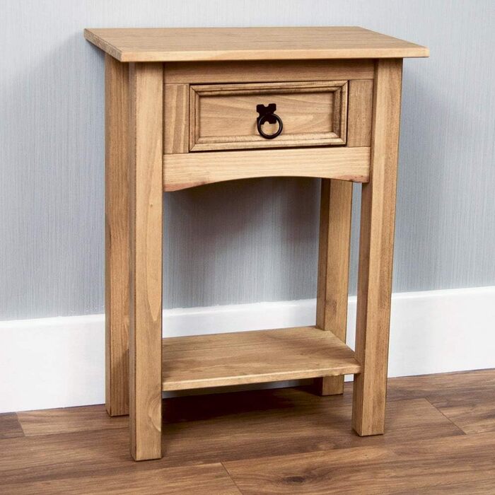 Консольний стіл Vida Designs Corona, масив сосни, 1 шухляда, коричневий, 53x35x73 см
