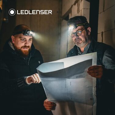 Налобний ліхтар Ledlenser HF8R Work, 1600 люмен, LED, акумуляторний, водонепроникний IP68, з червоним світлом, чорний/жовтий, для роботи та активного відпочинку