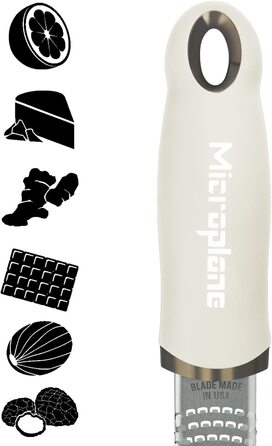 Терка Microplane для цитрусових, пармезану, імбиру, шоколаду і мускатного горіха, з дрібною лезом із нержавіючої сталі, колір кашемірово-бежевий, 325x35x30 мм, вироблено в США