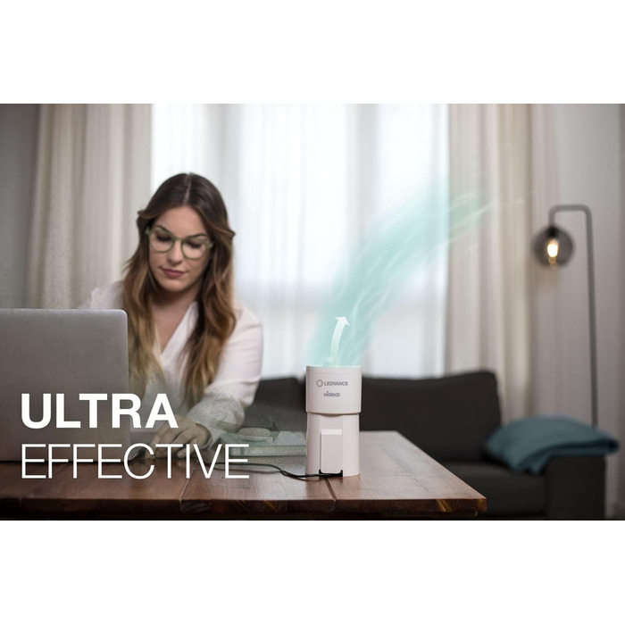 LEDVANCE UVC HEPA очищувач повітря з ультрафіолетом та HEPA-фільтром, портативний дезінфектор повітря для знищення вірусів і бактерій, мобільний очищувач для дому та офісу, живлення від USB