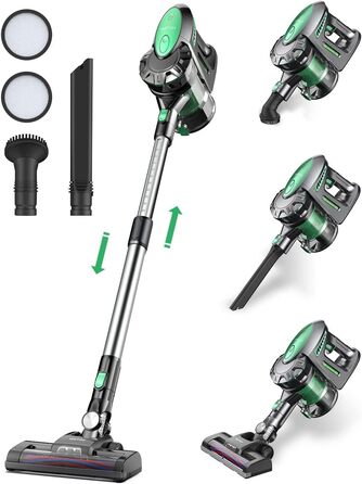Пилосос Vactidy Blitz V8 бездротовий, 25КПа, знімний акумулятор, до 35 хв роботи, для прибирання шерсті тварин та твердих підлог, зелений
