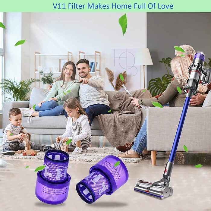 Комплект з 4 фільтрів Laukowind для пилососа Dyson V12, багаторазові миючі фільтри для Dyson V12 Detect Absolute Extra, Total Clean, Fluffy, заміна 971517-01
