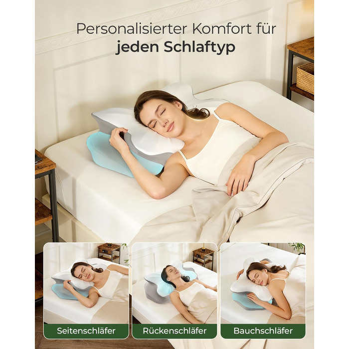 Ортопедична подушка для шиї з піни Memory Foam: ергономічна підтримка для комфортного сну (сіра, для тих, хто спить на спині)