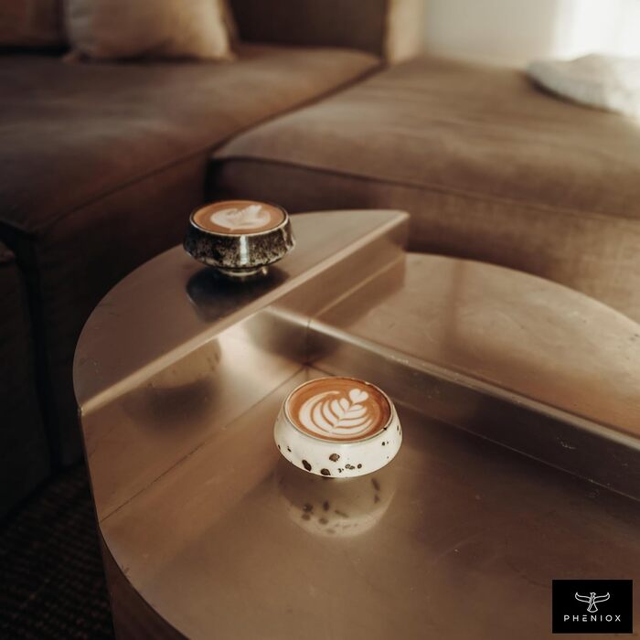 Набір керамічних чашок для капучино та лате Pheniox Barista, 2 шт по 180 мл, порцелянові чашки без ручки для Latte Art, сучасний дизайн, придатні для посудомийки