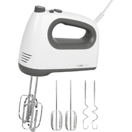 Ручний міксер Clatronic HM 3775, 400 Вт, 5 швидкостей, турборежим, біло-сірий, насадки з нержавіючої сталі, придатний для миття в посудомийній машині