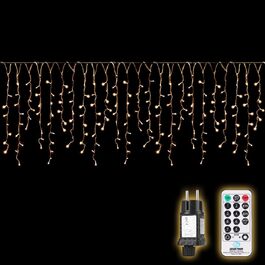 Гірлянда SALCAR LED для вулиці, 200 лампочок, 8 м, тепле біле світло, новорічна штора для вікна, 8 режимів, пам'ять, для дому та вулиці, 31V, 5 м + 3 м кабель