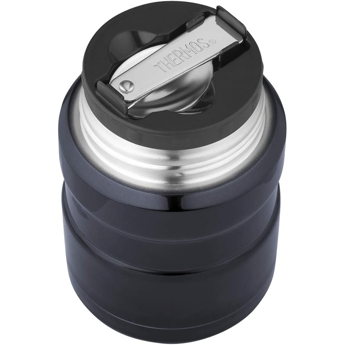 Термос-контейнер для їжі Thermos King 0,45 л з ложкою, темно-синій, з гравіюванням імені