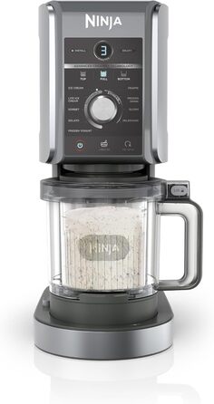 Морозивниця Ninja CREAMi Deluxe з 3 контейнерами, 10 функцій, для морозива, сорбету, йогурту, шейків, срібляста, NC501EU