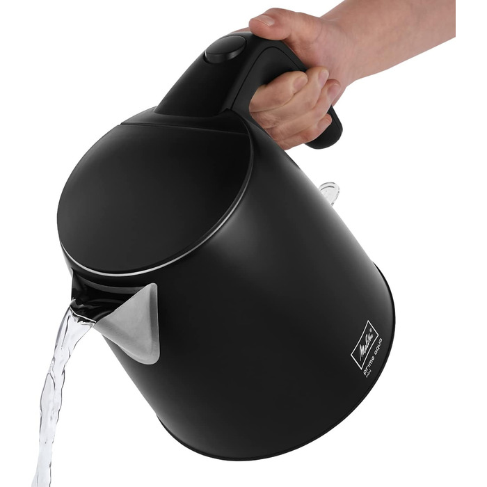 Електрочайник MELITTA Prime Aqua Mini, нержавіюча сталь, 1 л, 2200 Вт, чорний