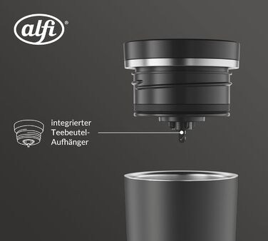 Термокружка Alfi ISO COFFEE MUG PRO, 0.38 л, нержавіюча сталь, для кави з собою, чорна