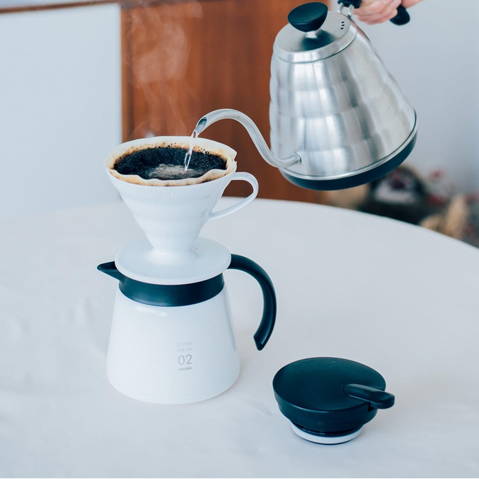 Чайник Hario V60, 550 мл, білий, нержавіюча сталь/пластик