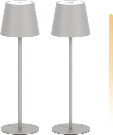 LED-лампа K-Bright 2 шт. з регулюванням яскравості, акумуляторна, бездротова, 3000K/4000K/6000K, 3 колірні температури, USB-C, IP54, пісочно-сірий колір