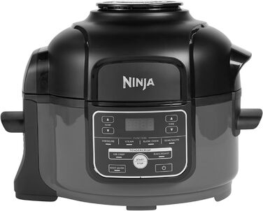 Мультиварка Ninja Foodi MINI 4,7 л 6-в-1: скороварка, аерофритюрниця, повільне готування, 1460 Вт, сіра/чорна OP100EU