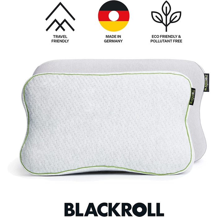 Ортопедична подушка BLACKROLL RECOVERY PILLOW 50x30 см, ергономічна подушка для сну з чохлом для подорожей, в'язкоеластичний меморі пін, вироблено в Німеччині, світло-сіра