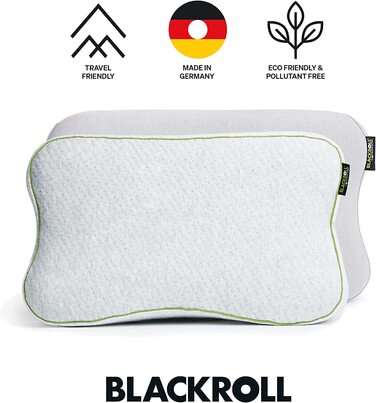 Ортопедична подушка BLACKROLL RECOVERY PILLOW 50x30 см, ергономічна подушка для сну з чохлом для подорожей, в'язкоеластичний меморі пін, вироблено в Німеччині, світло-сіра