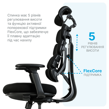 Крісло комп’ютерне офісне ергономічне OfficePro FlexCore OC120G