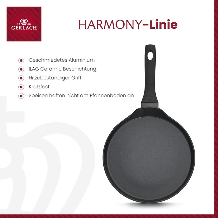Млинцева пательня Gerlach Harmony Classic 26 см з антипригарним покриттям, для індукції, газу, електро та керамічних плит