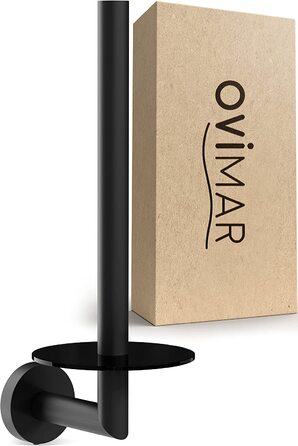 Тримач запасних рулонів туалетного паперу ovimar, чорний, з нержавіючої сталі та скла, для стіни, свердління або самоклеючий, до 2 рулонів, для ванної кімнати
