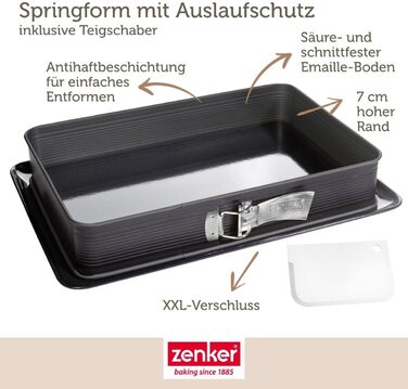 Форма для випічки Zenker прямокутна з кришкою DELUXE, коробка для транспортування тортів з емальованим дном, дека для випічки з кришкою (Чорний/Прозорий/Червоний), 1 шт.