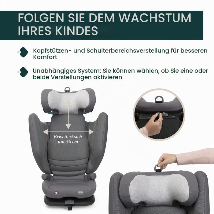 Дитяче автокрісло Chicco Fold&Go S i-Size (100-150 см) група 2/3, з Isofix, складане, сіре (Glam Grey)
