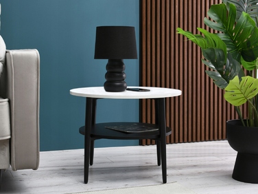 Круглий кавовий столик Mebel-Partner, 60 x 60 x 45 см, білий/чорний
