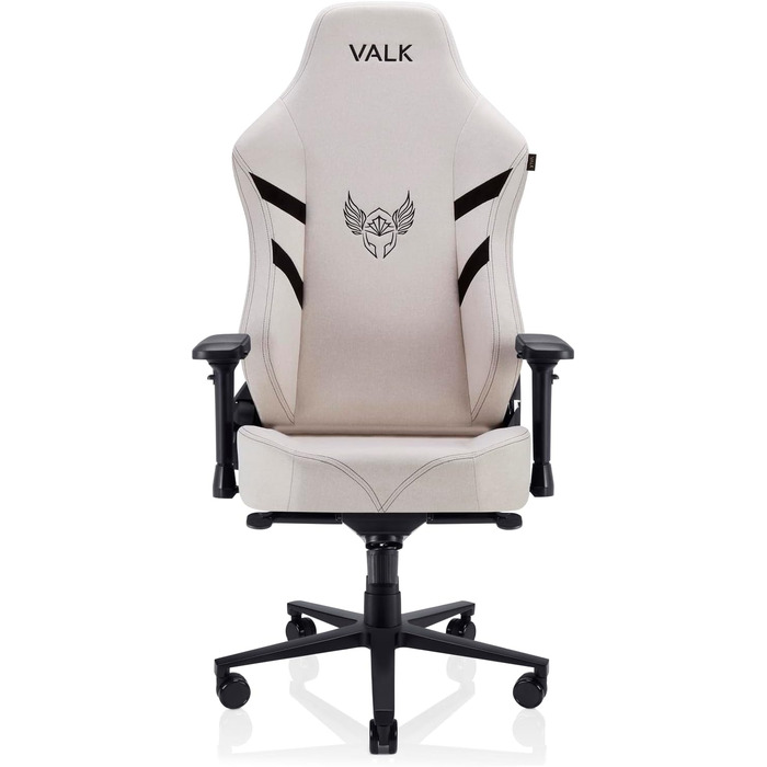 Крісло геймерське VALK Freya з підлокітниками 4D, регулюванням спинки 160°, м'яким сидінням з Memory Foam та міцною алюмінієвою основою (білий перламутр, тканина)