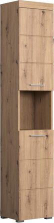 Висока шафа для ванної кімнати trendteam Amanda, 37x190x31 см, колір дуб Асте, Badschrank, сучасний дизайн