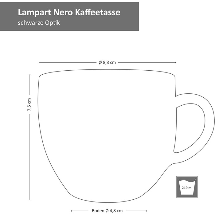 MamboCat Кавовий сервіс Lampart Nero I 18 предметів, для 6 осіб, чорний матовий, сучасний етно-стиль, кераміка