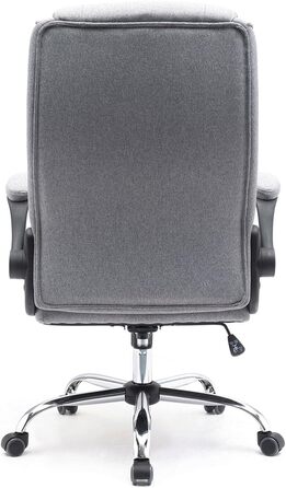 Ергономічне офісне крісло Superkancl COMFORTABLE, до 130 кг, сіре, з високою спинкою та відкидними підлокітниками