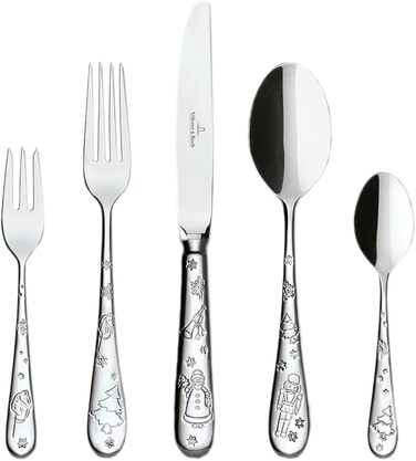 Набір столових приборів Villeroy & Boch Toy's Delight 30 предметів, сріблясто-платиновий, нержавіюча сталь, для 6 осіб, з різдвяними мотивами