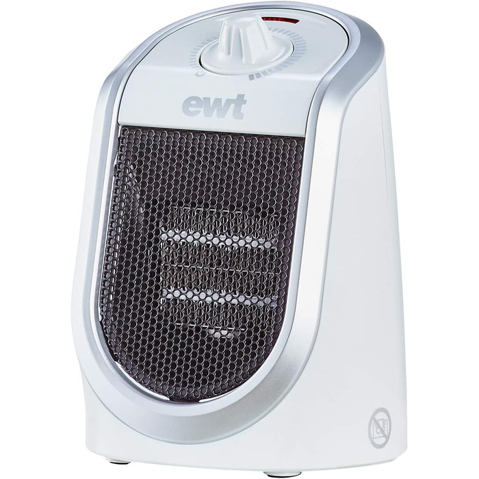 Керамічний обігрівач EWT DDF 250 Вт, настільний, з USB, термостатом, LED підсвічуванням і зарядкою для смартфона, білий