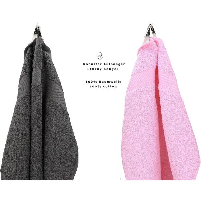 Набір рушників Betz Palermo 6 шт: 2 банних 70x140 см, 4 для рук 50x100 см, сауна, антрацит-рожевий