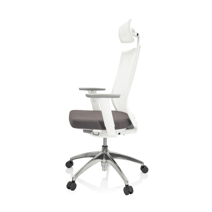 Офісне крісло / Крісло з поворотним механізмом ASPEN WHITE PRO з сітчастою спинкою (прозорий матеріал) / сіре сидіння hjh OFFICE
