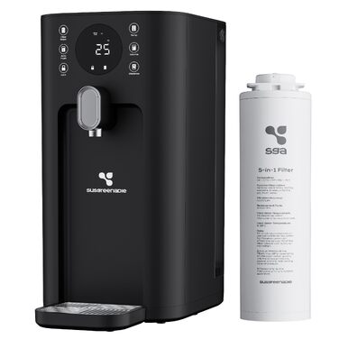 CIARRA X SusGreenable Зворотний осмос для питної води 100GPD з підігрівом, 4 температури, 5-ступеневий фільтр RO з SGROF03, настільний без встановлення, Чорний