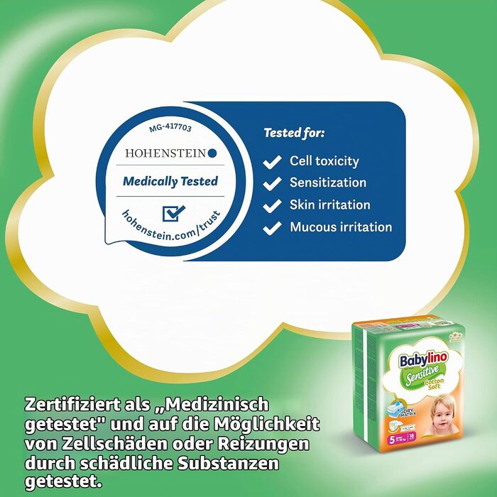 Дитячі підгузки Babylino Sensitive розмір 5 Junior (11-16 кг), 132 шт