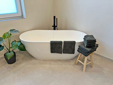 Набір рушників ZOLLNER 6 шт: 4 для рук 50x100 см та 2 банних 70x140 см, антрацит, бавовна, готельна якість, м'які та поглинаючі, з петелькою, прати до 60°C