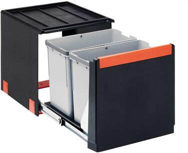 Сортувальний контейнер для сміття Franke Sorter Cube 40, чорний, 34,8×33,5×40,7 см – відро для роздільного збору відходів