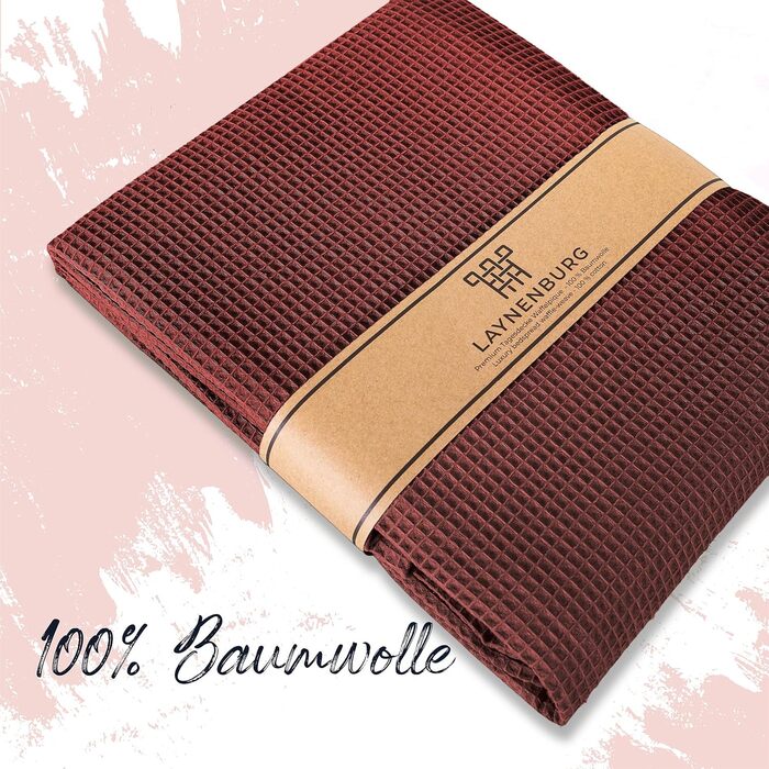 Плед LAYNENBURG Premium 180x220 см, вафельна тканина, 100% бавовна, теплий плед для ліжка, дивана, софи, махагон