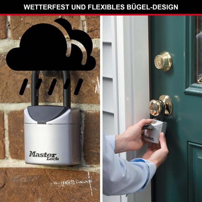 Ключниця Master Lock з кодовим замком для настінного монтажу, водонепроникна для зовнішнього використання, середній розмір (13,5 x 7 x 3,2 см), з комплектом кріплення