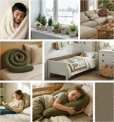Подушка для сну Totsy Baby (Body Pillow) з бавовни, 200 см, кремова — ергономічна подушка для вагітних та підтримки тіла, Oeko-Tex