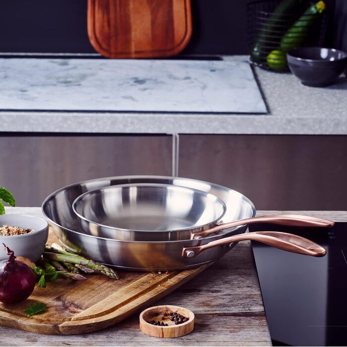 Набір сковорідок BK Cookware Rose, 2 шт, нержавіюча сталь, 24/28 см, сріблястий