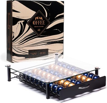 Організатор для капсул Nespresso Vertuo Peak Coffee з підставкою для кавомашини та скляною кришкою - на 45 капсул