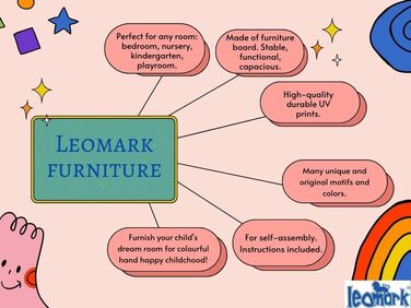Дерев'яне ліжко Leomark Lovely Unicorn для дітей з матрацом, бортиками та ламелями, 70/140 см, з УФ-друком