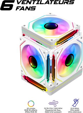 Корпус для ПК Spirit of Gamer Spark Arctic, ігровий Mid Tower, сумісний з ATX/MATX/MITX, з акваріумним дизайном, 6 ARGB вентиляторів 120 мм, загартоване скло 4 мм спереду та збоку