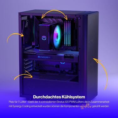 Корпус для ПК ENDORFY Ventum 200 Air ATX з 4 вентиляторами 120 мм, загартоване скло, mesh-панель, компактний, широка сумісність з охолодженням, EY2A002