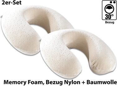Ортопедична подушка для шиї Newgen Medicals, 2 шт, Memory Foam, для сну, ергономічна, термоактивна, дорожня, для відпочинку