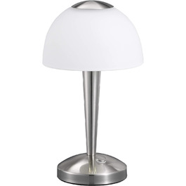 Настільна LED-лампа Trio Leuchten, матовий нікель, біле сатиноване скло, диммер з 3 рівнями яскравості, 5W LED, висота 28 см