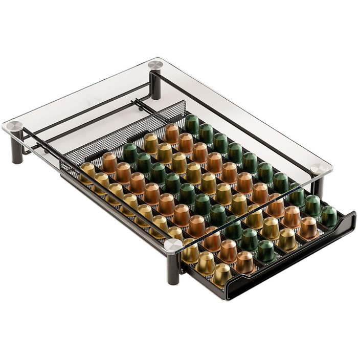 Організатор для капсул Nespresso Sevenline: тримач для 60 капсул, кришталеве скло, органайзер для кухні