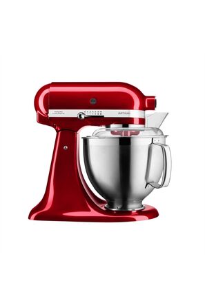Кухонна машина KitchenAid Artisan — планетарний міксер з 2 чашами та 3 насадками з нержавіючої сталі, 4.8 л, колір: червоний (Liebesapfelrot)