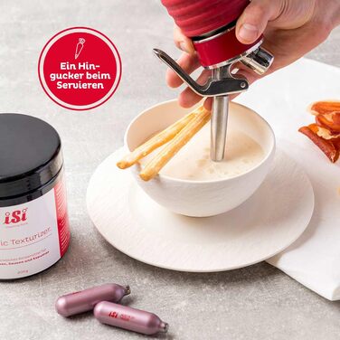 ISI Gourmet Whip набір для збивання вершків 0,5 л з 6 упаковками по 10 капсул і кришкою – сифоновий спрейер для вершків, супів, мусів та десертів, 100% нержавіюча сталь, вироблено в Австрії